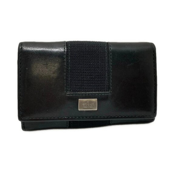 GUCCI Metal Bar - Black Leather Chemical Fiber Key Case 132-081525 - Picture 1 of 8